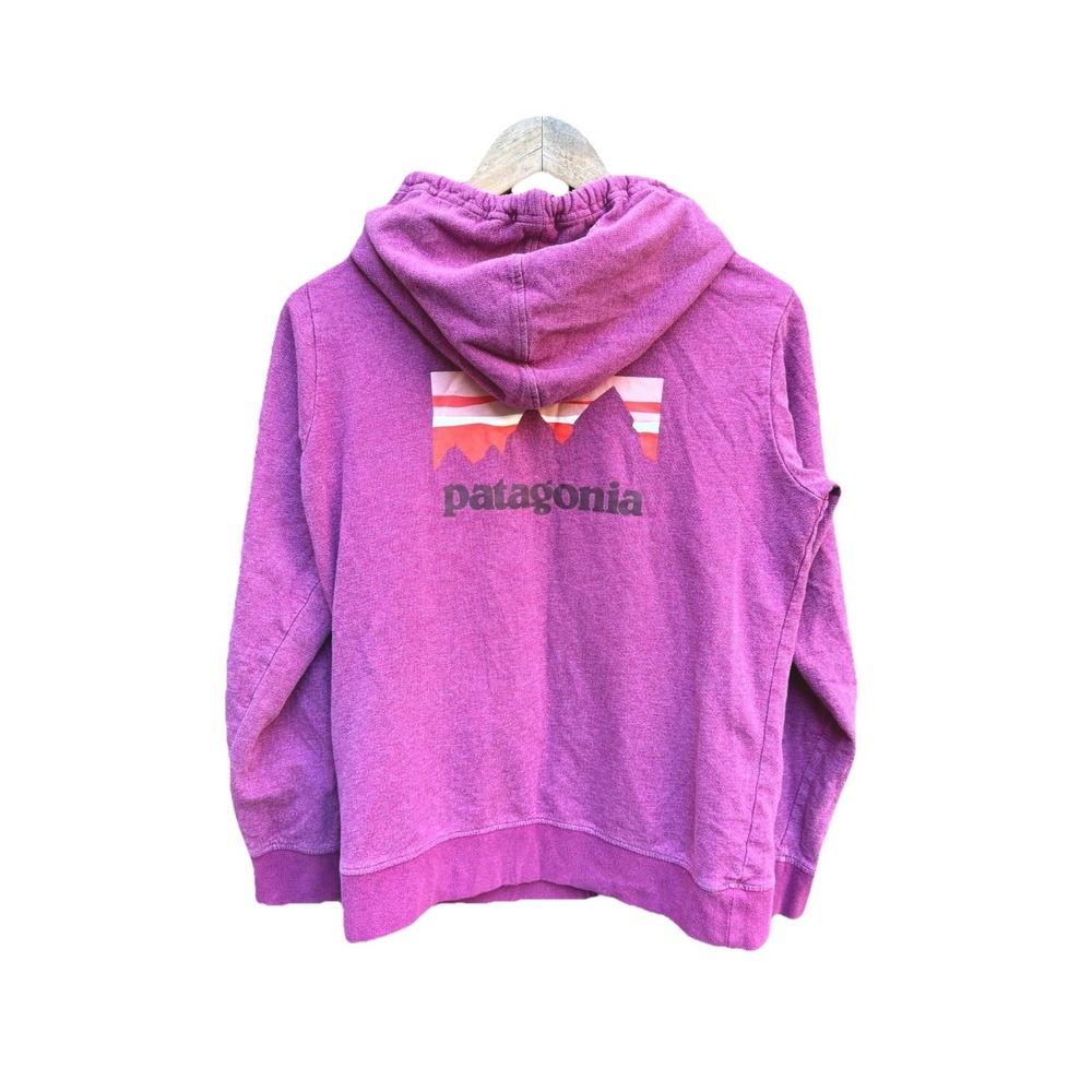 Patagonia Full Zip Hoodie Women M Pink Breathable Outdoor Fitz Roy Retro Graphic